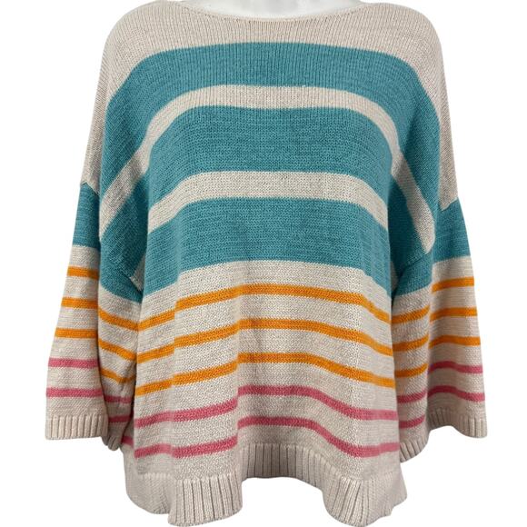 LOFT Sweaters - Ann Taylor Loft Womens Cotton Blend Oversized Striped Summer Sweater Beachy XL